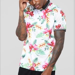 FashionNova Men Efflorescence Short Sleeve Polo